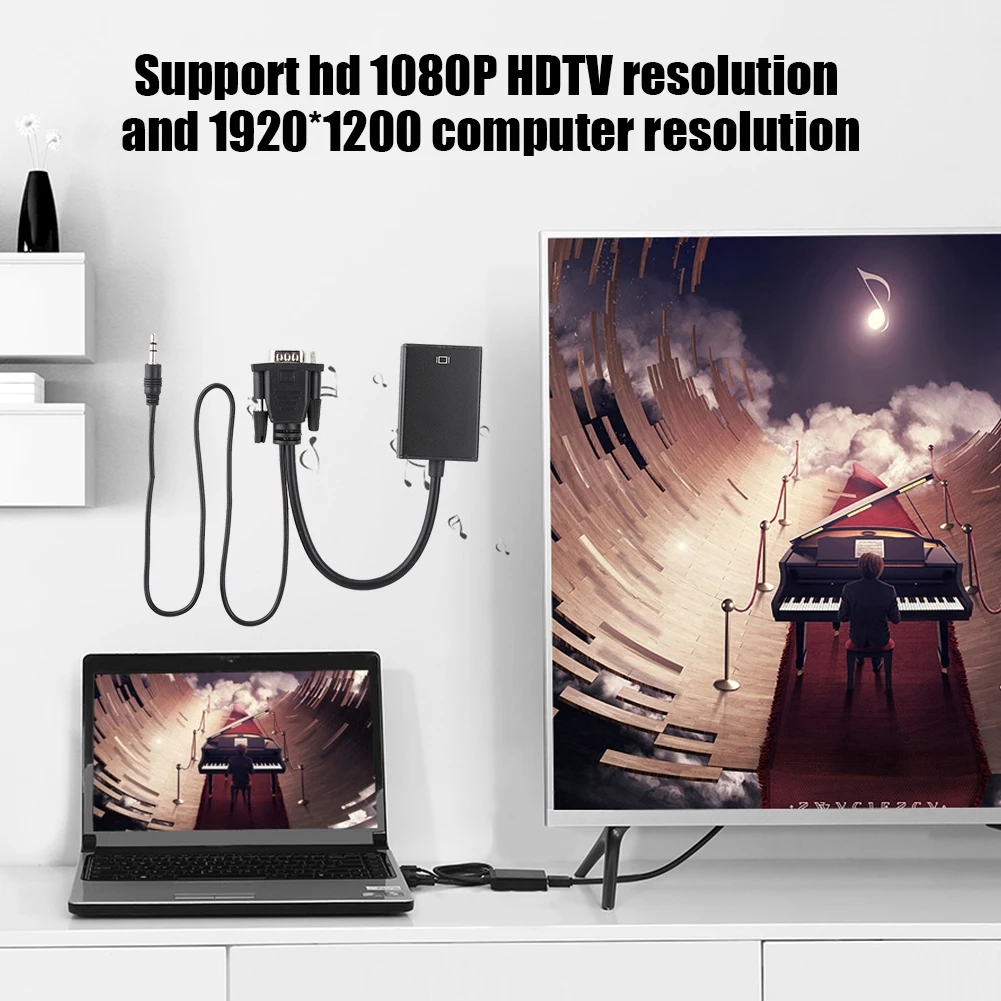 Кабель видеоконвертера нового поколения с аудиоразъемом VGA в HDMI-совместимый