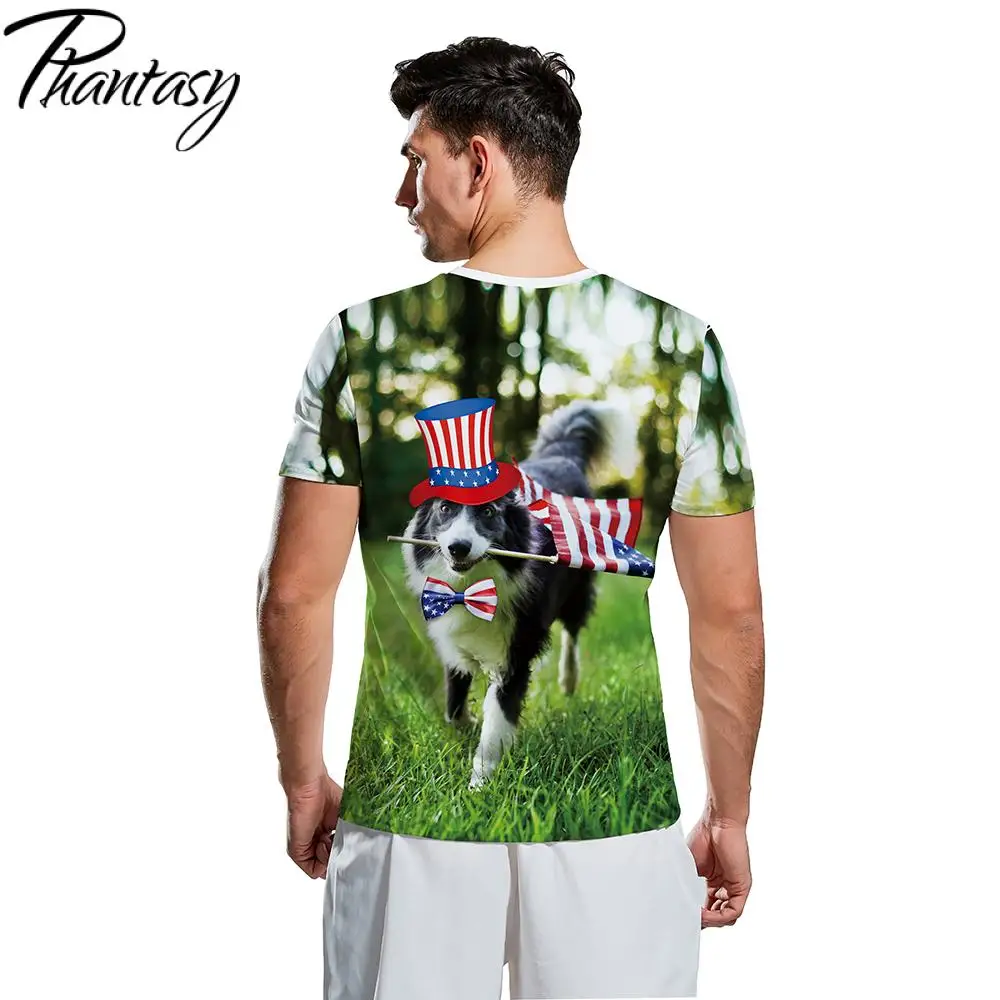Мужская футболка с 3D-принтом в виде совы Phantasy летняя американским флагом для