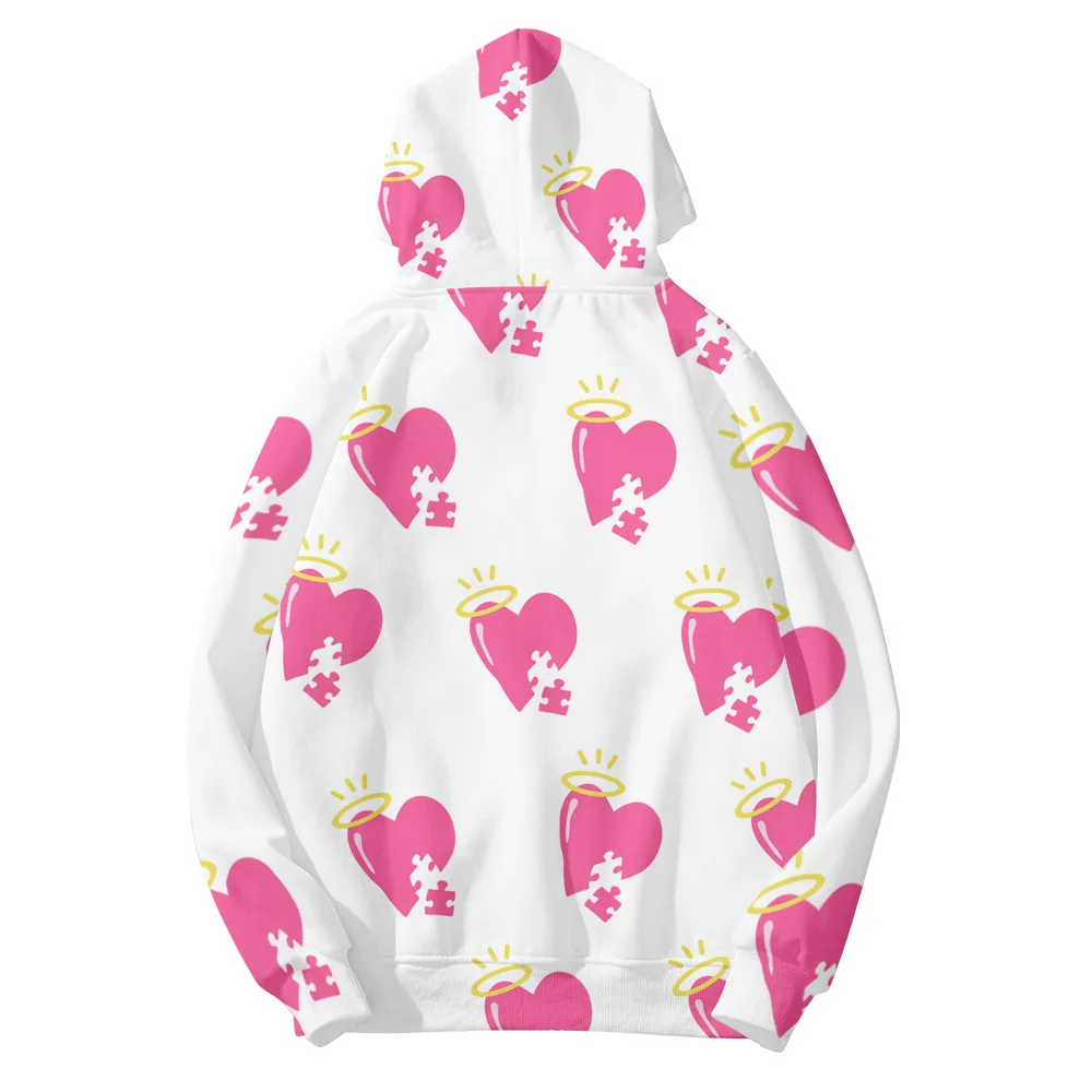 Толстовка с принтом сердечек для мужчин и женщин свитшот на молнии худи в стиле