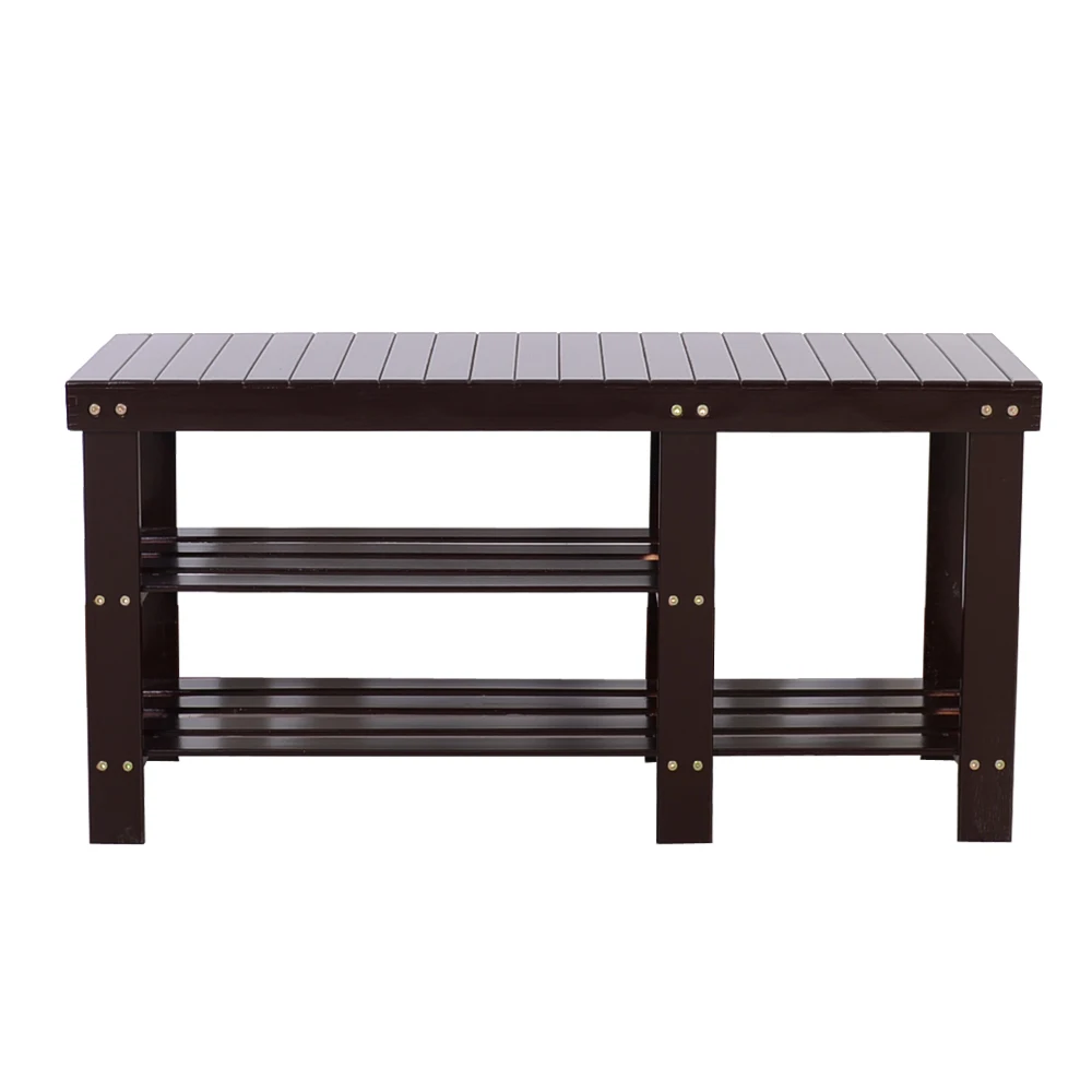 Обувные ботинки настольная стойка 2 яруса натуральная бамбуковая полка