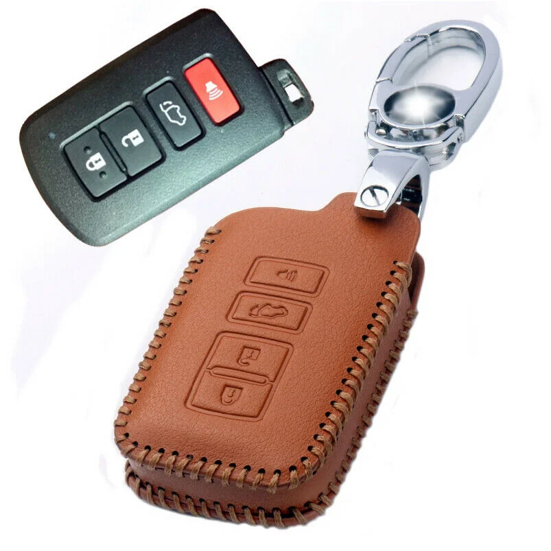 

1 Pcs Genuine Leather Car Key Chain Fob Case Cover Holder Skin Shell For Toyota Highlander Camry Rav4 Corolla Stying Accessories