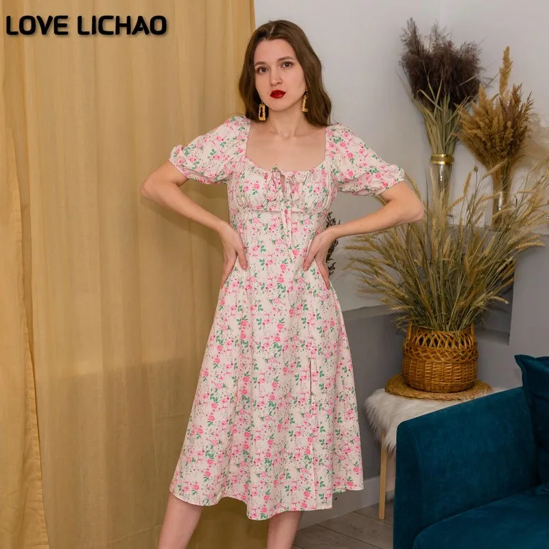 

Женское длинное платье с открытыми плечами, элегантное облегающее платье с цветочным принтом, высоким разрезом и открытой спиной, лето