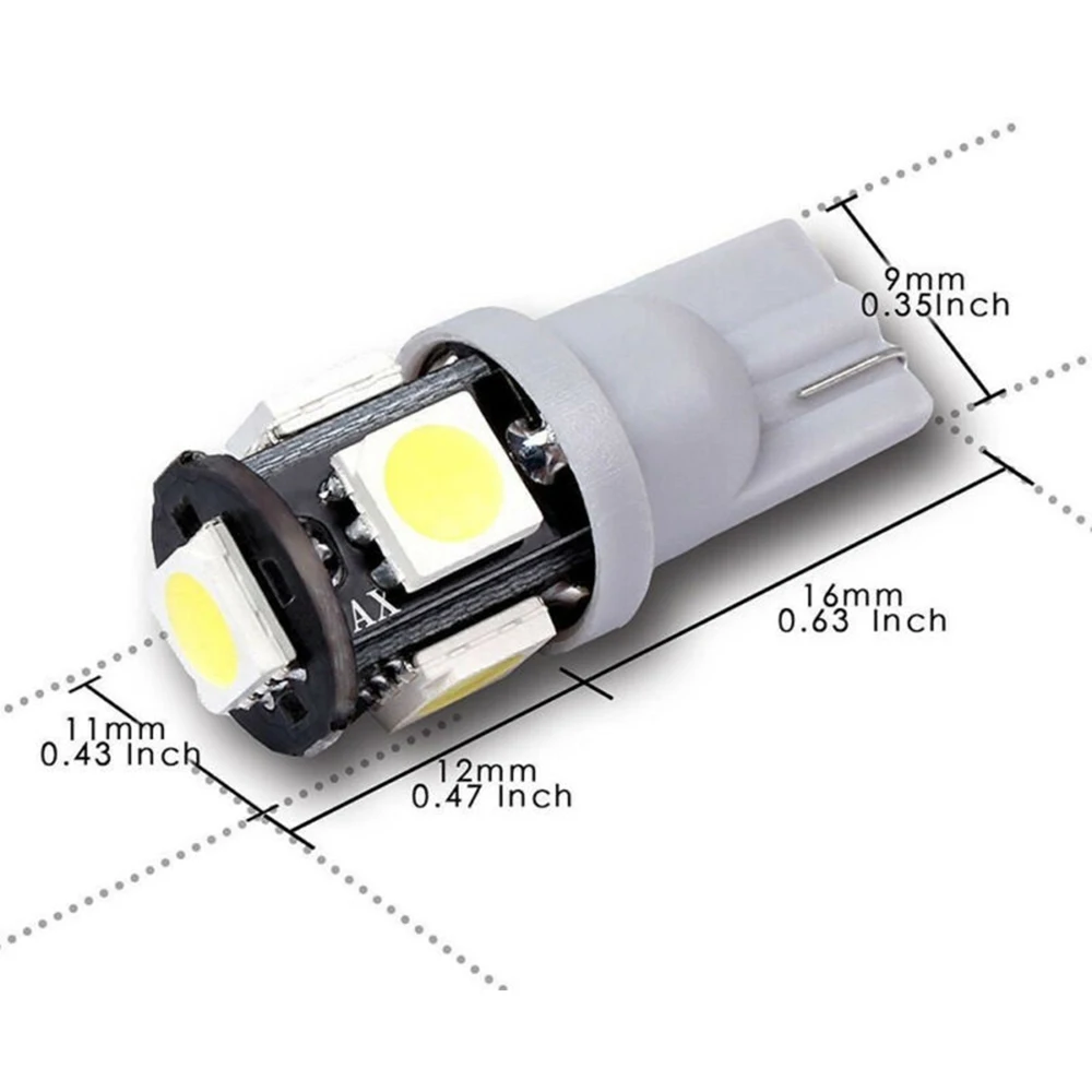 Набор светодиодный авто ламп 50 шт Супер Белый T10 клин 5-SMD 5050 W5W приборной панели |