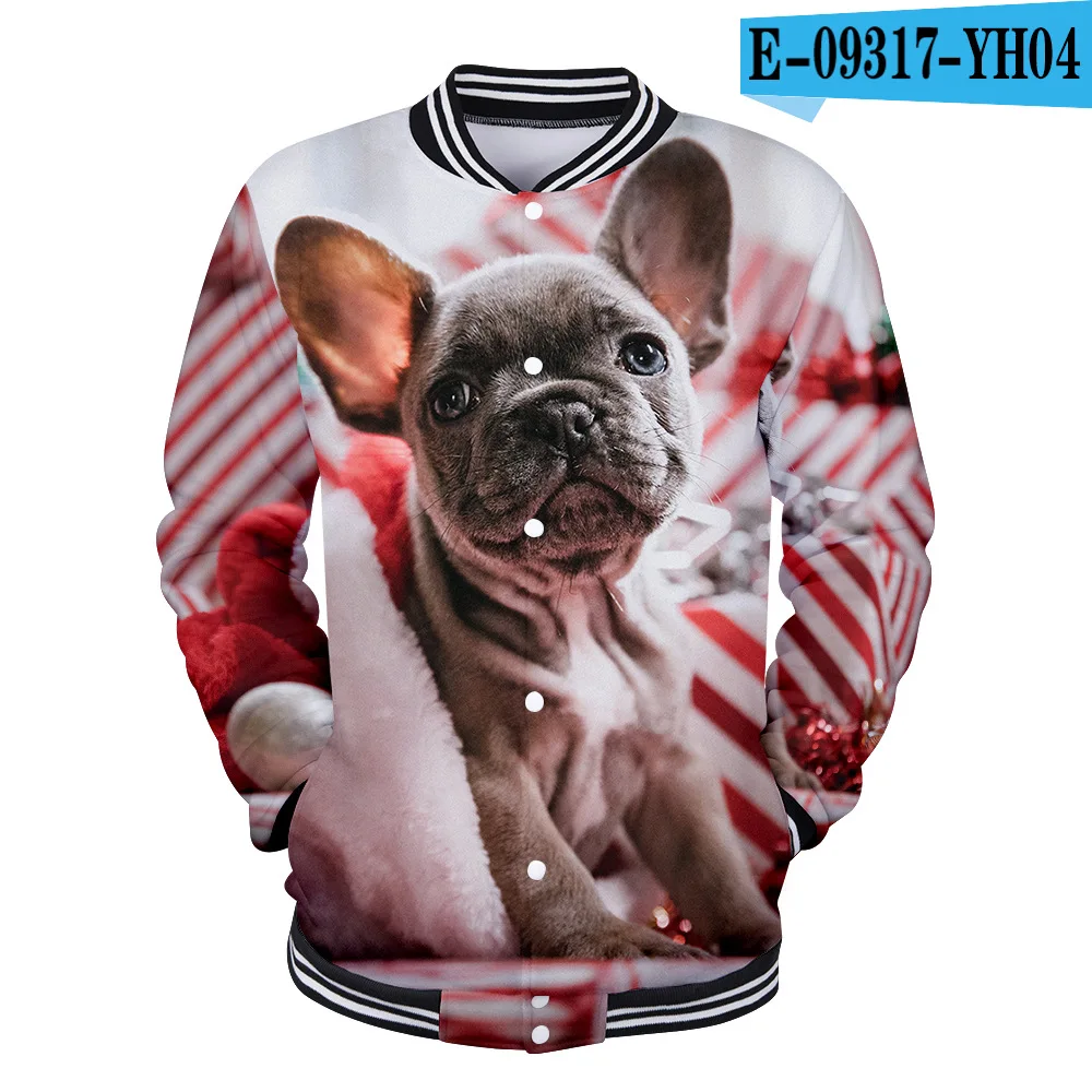 

Winter 2020 New Christmas Christmas3D Digital Printing Casual V-neck Baseball Uniform Sweatshirt