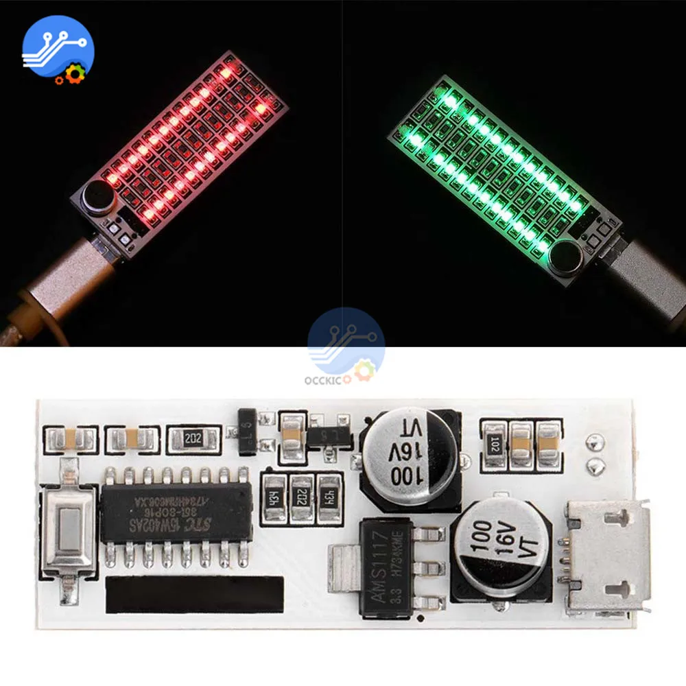 Светодиодный мини дисплей с USB 2*17/2*13 индикатор музыкального спектра регулятор