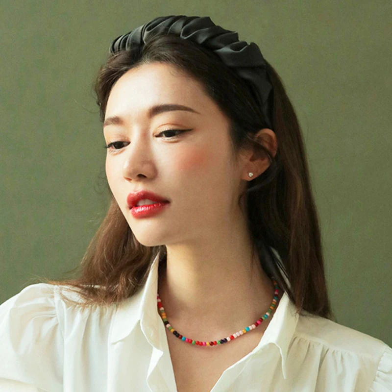 

Обруч для волос плиссированный Женский, однотонный модный простой ободок с рюшами в ретро стиле, винтажный корейский стиль