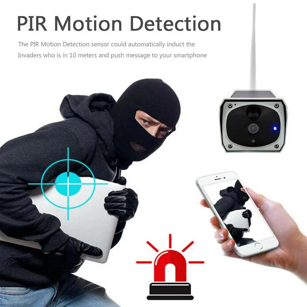 Солнечный Мощность Wi Fi Беспроводной 1080P IP67 видеонаблюдения Водонепроницаемый