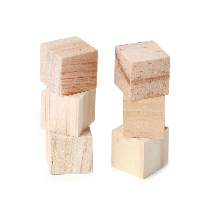 

30pcs 15mm Wooden Square Crafts Kid Cube Building Blocks Geometric Model DIY Fun B36F