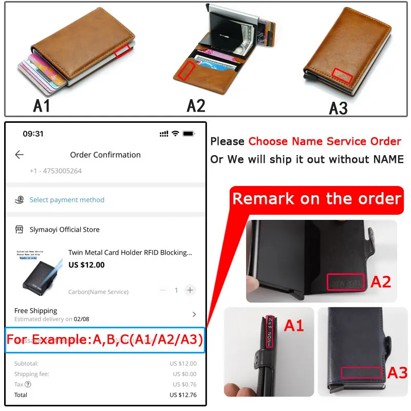 Двойные металлические держателя карты с функцией блокировки RFID кожа визитной