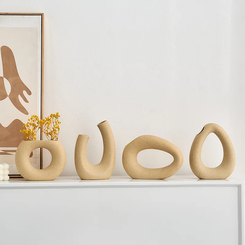 

Геометрическая керамическая ваза в скандинавском стиле, цветочный магазин, Цветочная композиция для гостиной, спальни, украшение для дома ...