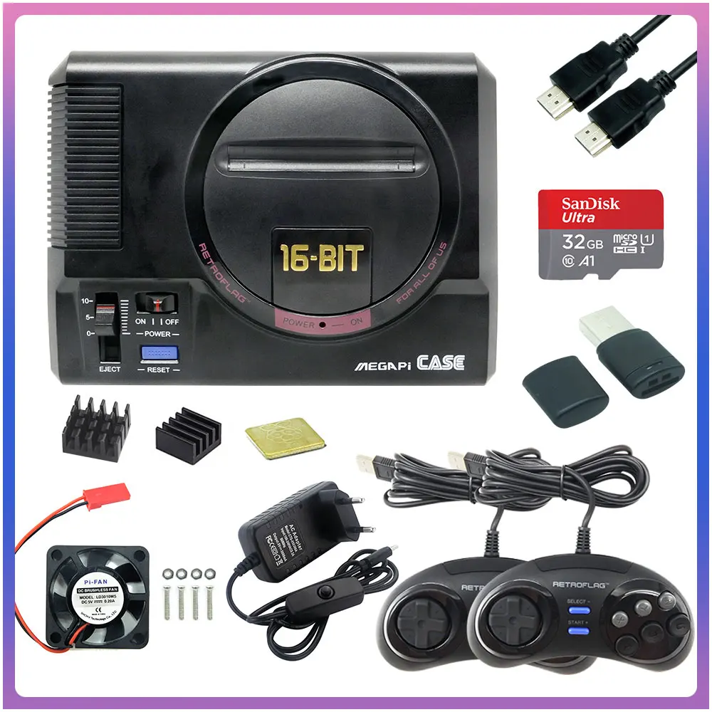 Retroflag MEGAPi CASE M с Классический usb контроллер + Мощность адаптер SD картой памяти на 32