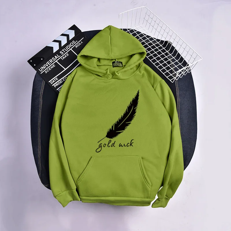 

New Loose Japan Korean Harajuku Style Sweatshirt Kawaii Black And White Feather Print Pattern Fleece Women Hoodies