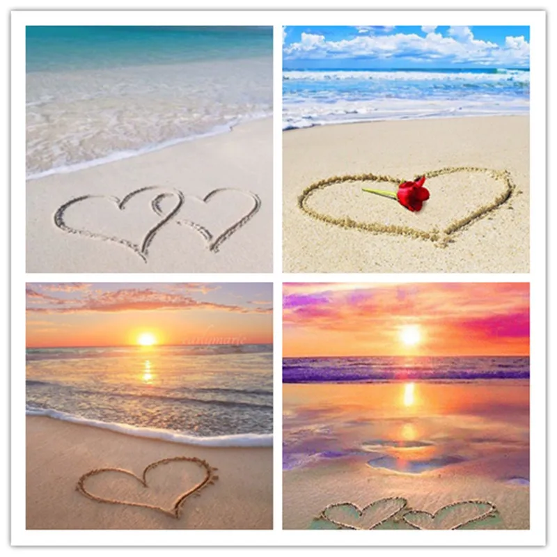 DIY Алмазная вышивка пляж Приморский любовь полное сверление новая картина