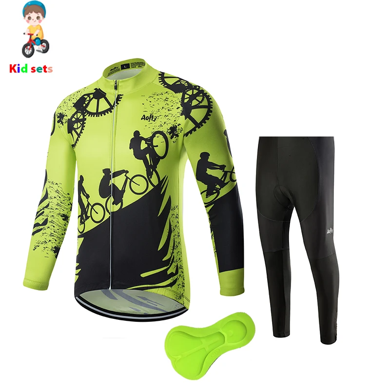 Детские комплекты велосипедных Джерси с длинным рукавом для мальчиков и девочек