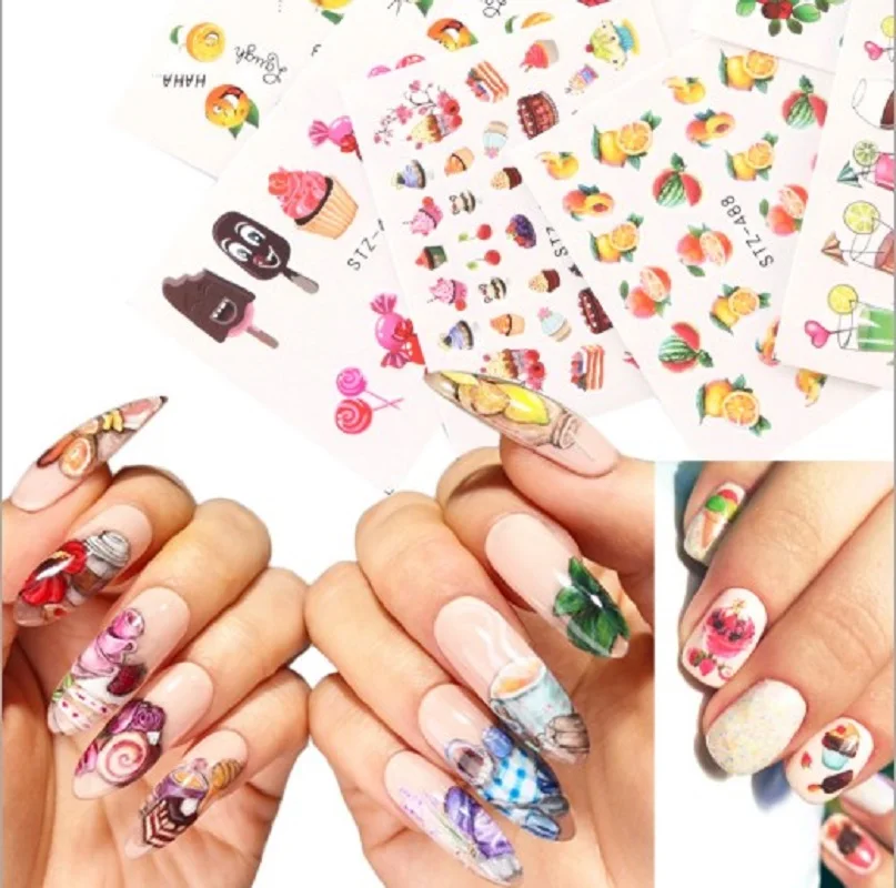 24 шт. акварельные цветочные наклейки для ногтей Набор наклеек Фламинго морская