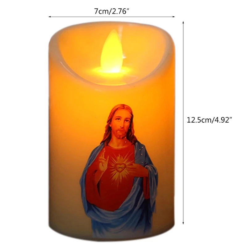

Jesus Christ Candles Lamp LED Tealight Romantic Pillar Light Creative Flameless Electronic Candle Battery Operated