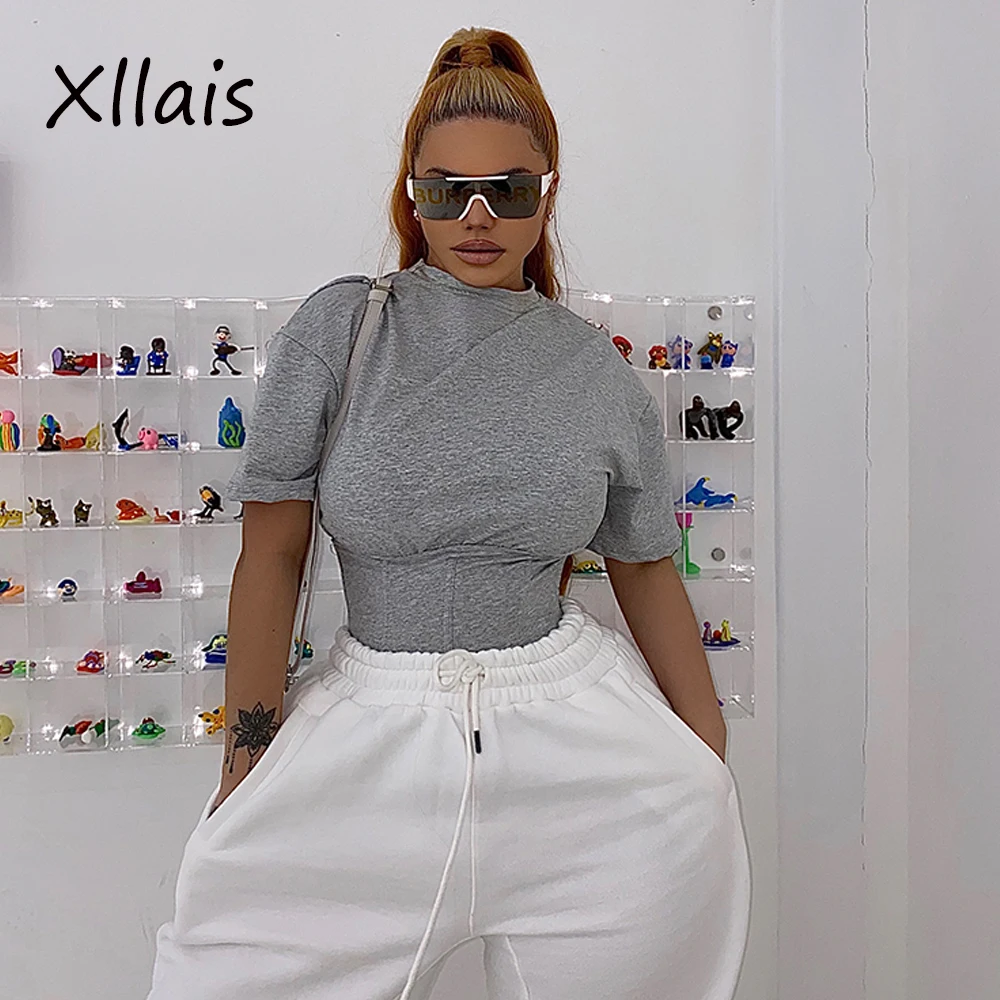 

Женская футболка XLLAIS, из хлопка, с круглым вырезом и коротким рукавом