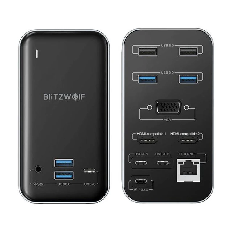 BlitzWolf BW-TH14 15-in-1 USB C Docking Station 100W Power with HD 4K Triple Display 5Gbps Data Transfer 1000Mbps Ethernet Port |