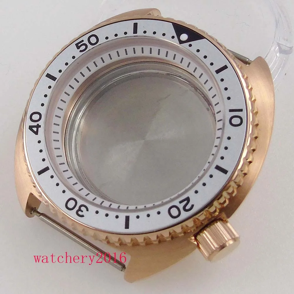 BLIGER Rose Gold Plated Automatic Brushed Watch Case fit NH35A NH36A Movement Chapter Ring Screwdown Crown Flat Sapphire Glass