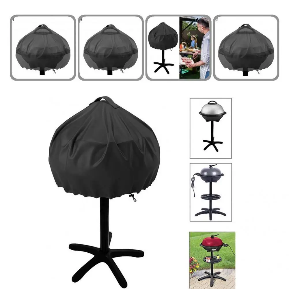 oxford cloth reusable foldable mini electric grill cover lightweight round grill cover windproof bbq accessory free global shipping