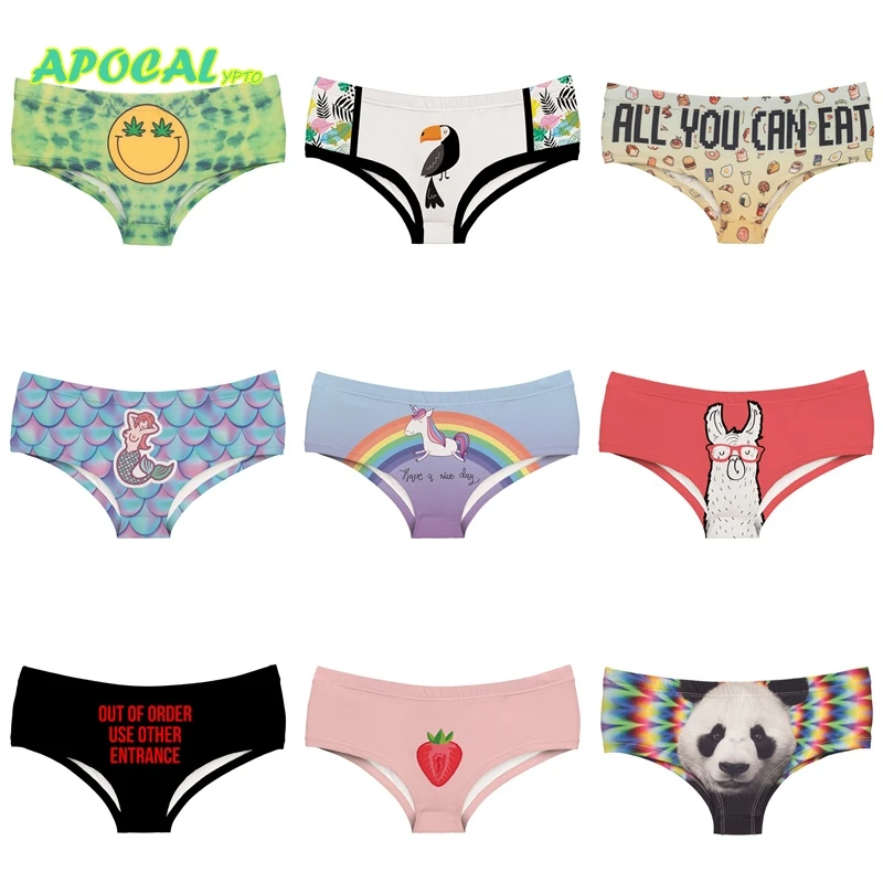 APOCAL сексуальное забавное белье 3d принт Единорог письмо женское нижнее женские