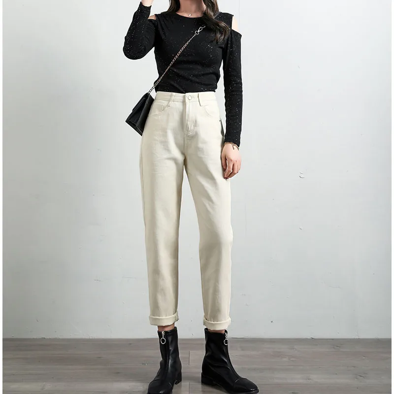 

New 2020 Women Autumn Summer Jeans Casual Straight EmpireTrousers Loose Denim Fashionable Ankle-Length Pants