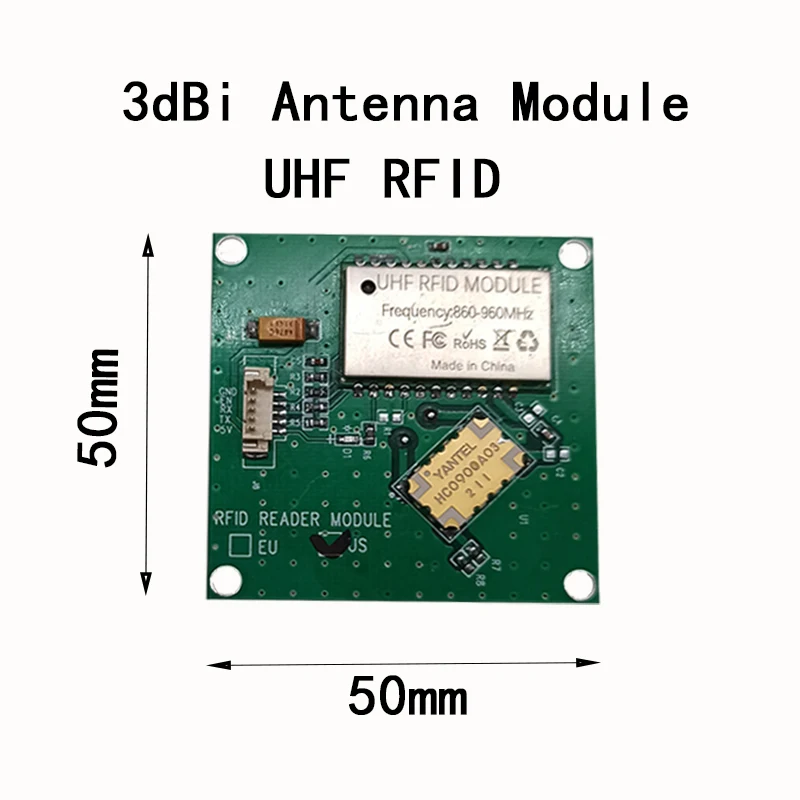 TTL232 3.3V UHF RFID Reader Module Integrate with 3dBi Ceramic Antenna for Build-in Application and Provide Free SDK