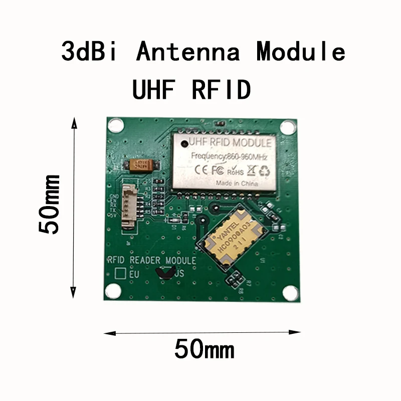 Модуль считывателя TTL232 3 В UHF RFID интегрирован с 2dBi керамической антенной для