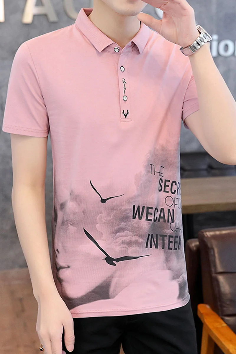 

Short-sleeved t-shirt men's 2021 summer new Korean style trendy compassionate men's cotton half-sleeved lapel trendy brand polo