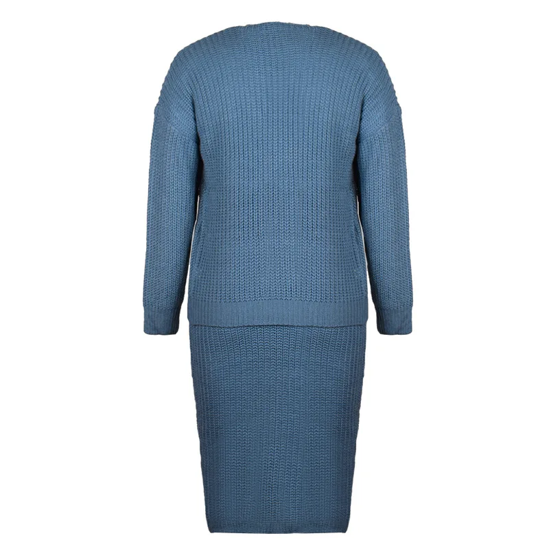 Женский свитер комплекты кардиганы с v-образным вырезом топ юбки комплект из двух