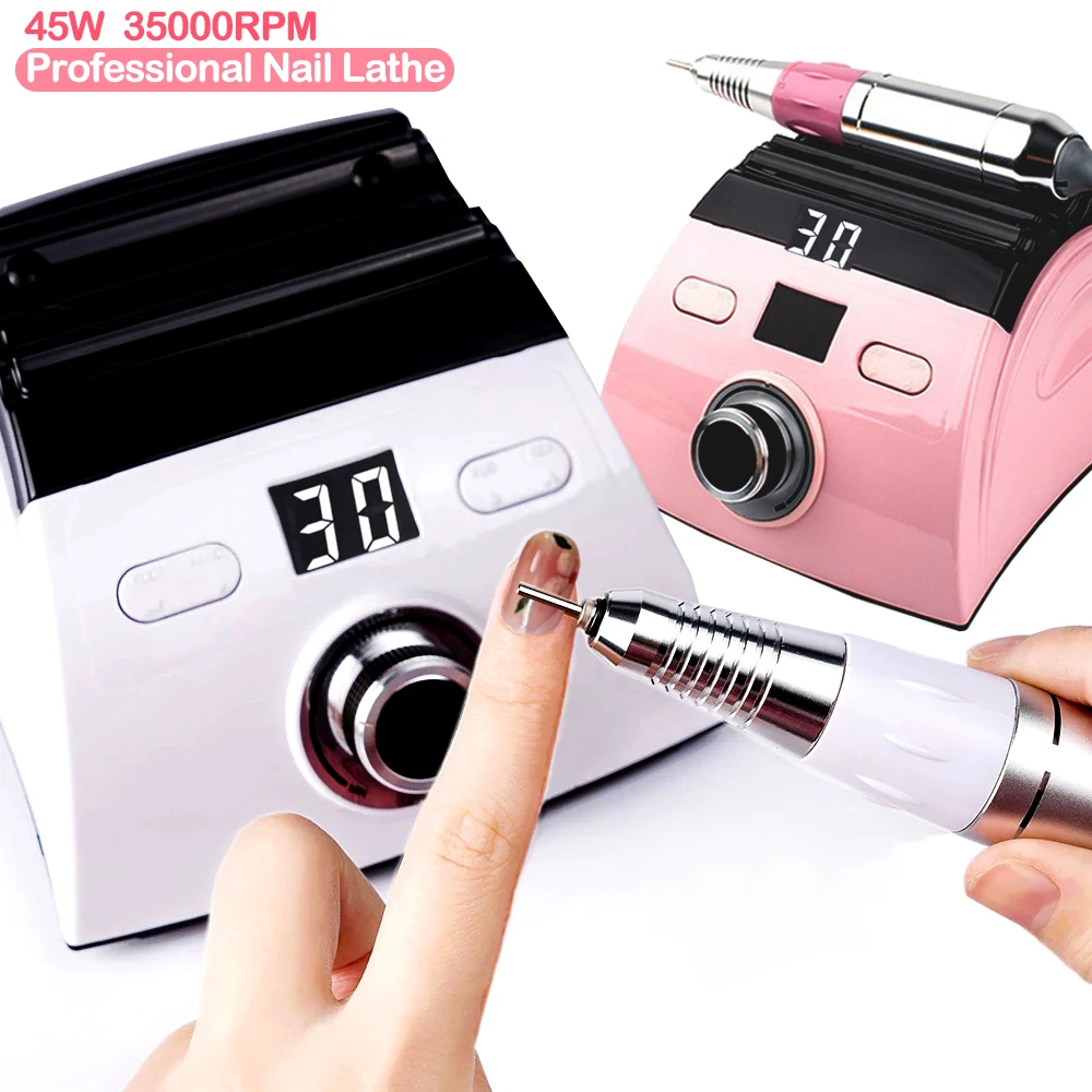 Professional Electric Nail Drill Lathe 35000RPM LED Display Manicure Machine With Replacement Nail Drill Nail Art Equipment Tool