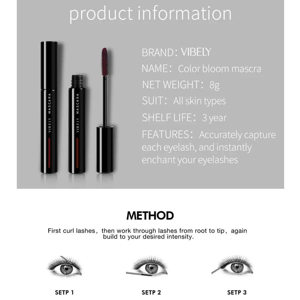

1pcs Professional Makeup Color Mascara Waterproof Fast Dry Eye Thick Makeup Lengthening And Curling Eyelashes Plump Lashes E5N5