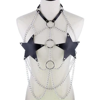 star chain harness body chain bra goth punk rock emo metal women body jewelry summer accessories festival fashion rave outfit