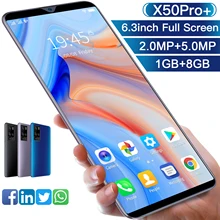 Global Version Smart Phone1GB RAM+8GB X50Pro+ 6.3 Inch Full Screen Android 6.0 Unlocked Dual Sim Mobilephone Cellphone Celular