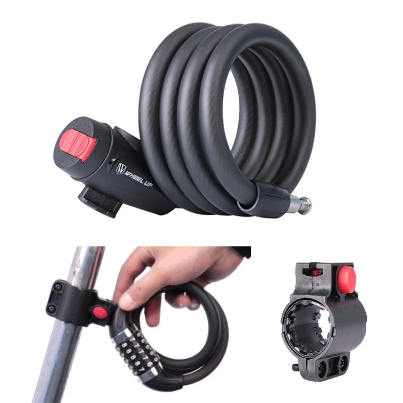 Замок велосипедный Противоугонный со стальным тросом 5 значений 1200x12