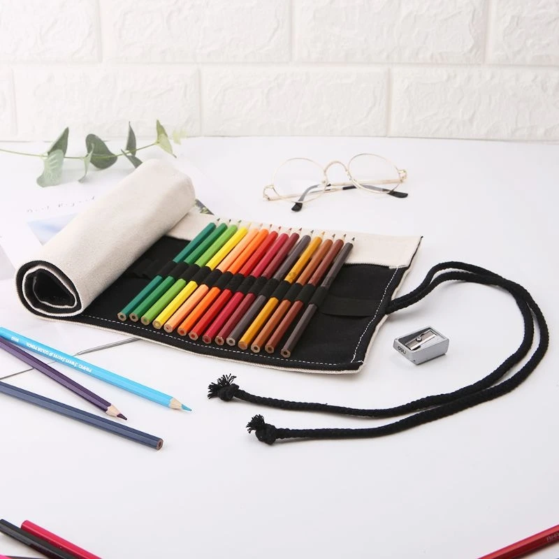 Холщовая Сумка карандаш для макияжа ручной работы с 12/24/36/48/72 отверстиями чехол