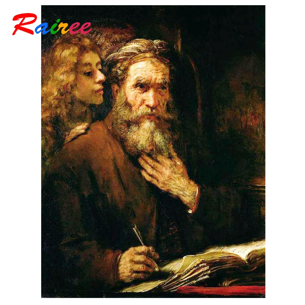 Rembrandt Классическая картина &quotMatthew the Preacher&quot 5D DIY Алмазная искусство вышивка