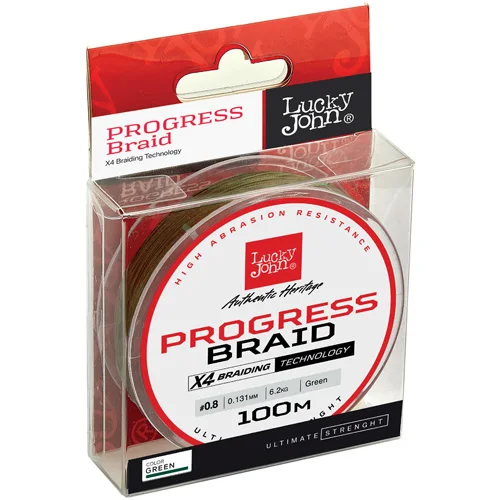 Леска плетёная Lucky John Progress BRAID Green 100/020|Рыболовные лески| |