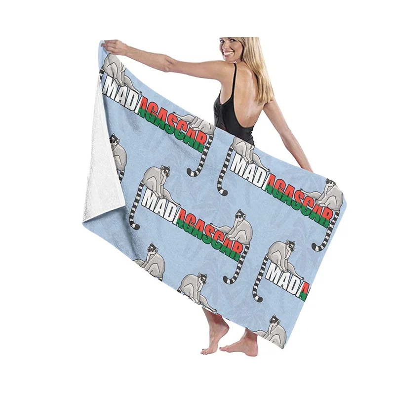 

MADAGASCAR Print Microfiber Quick Dry Beach Cover Up Towel Summer Cushion Swimming Fitness Yoga Bathroom Products 80x130cm
