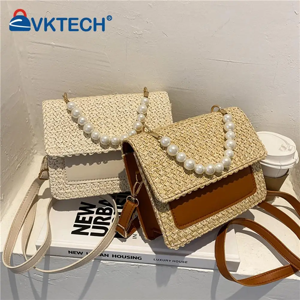 

Сумка-мессенджер женская из искусственной кожи, с жемчужной цепочкой