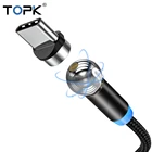 TOPK AM28 360 AM28 вращающийся на 360 градусов Магнитный кабель usb type-C для samsung S9 S8 Redmi note 7 СВЕТОДИОДНЫЙ Магнитный зарядный кабель USB C