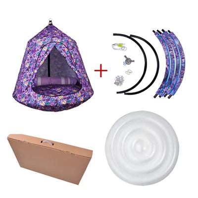 Child Indoor Outdoor Swing Pendent Sofa Tent Nest Tree House Hammock Chair Twinkling Light Inflatable Cushion Boys Girls Gifts - Цвет: flower