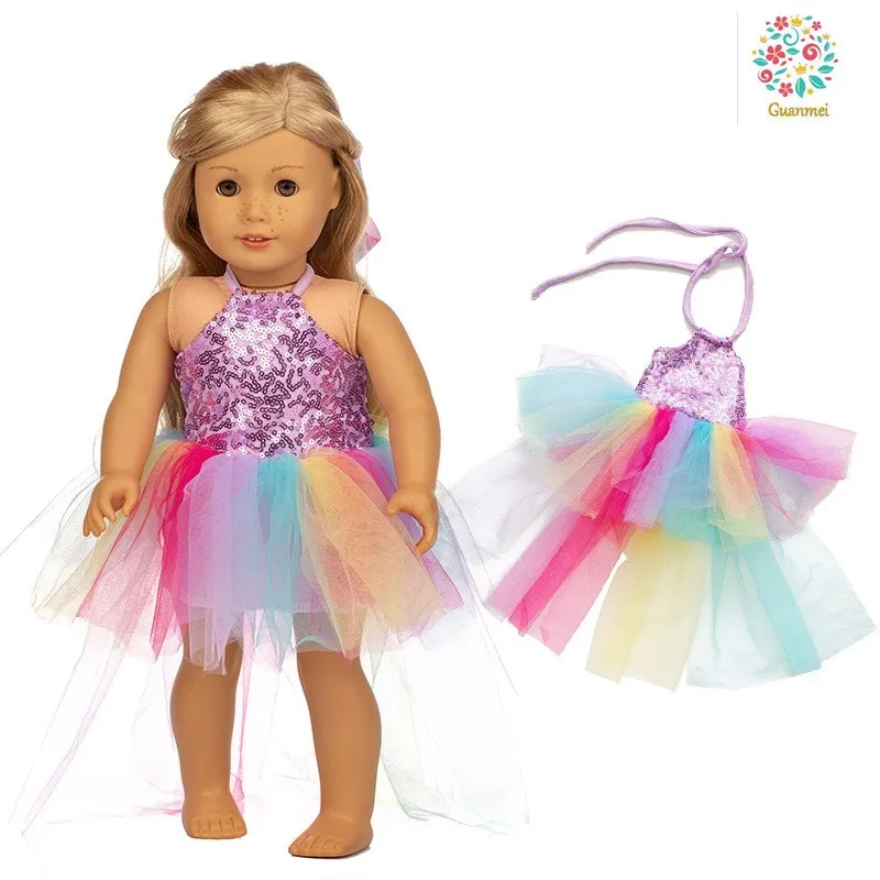 

Новинка, Лидер продаж 2020, для новорожденных, подходит для кукол 17 дюймов, 40-43 см, аксессуары для кукол, фиолетовая юбка с блестками, костюм для...
