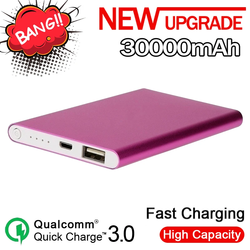 Внешний аккумулятор 30000 мАч портативный мобильный телефон зарядное устройство