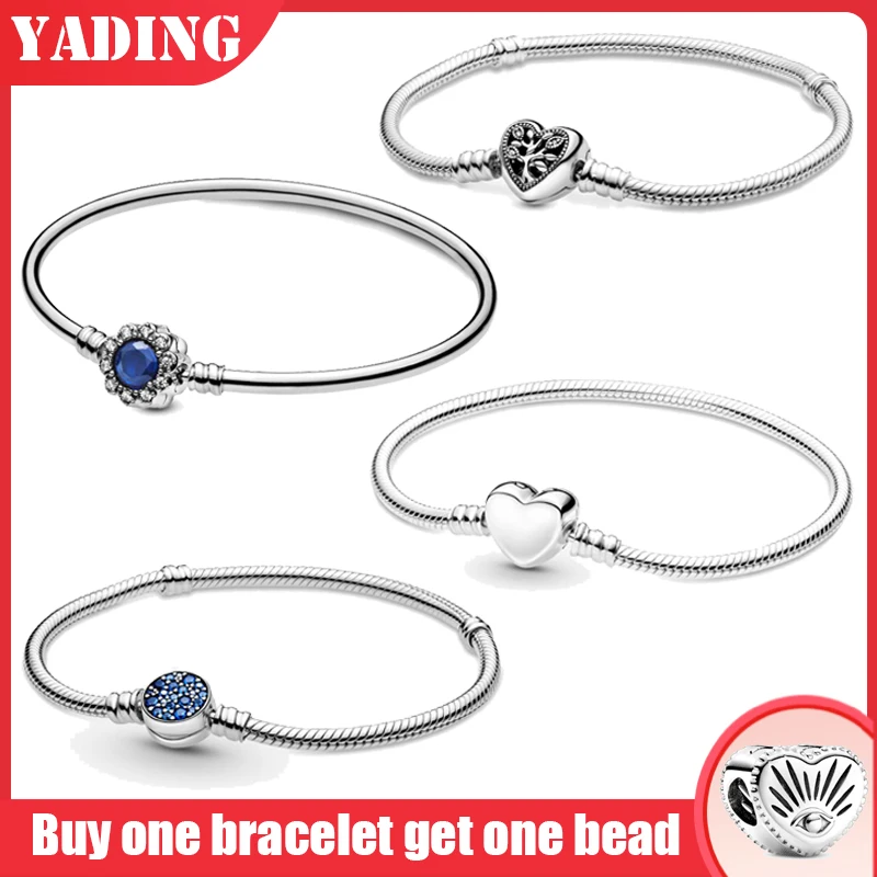 

FIT original authentic 100% 925 sterling silver pan charm chain bracelet for women fashion classic luxury jewelry heart bracelet