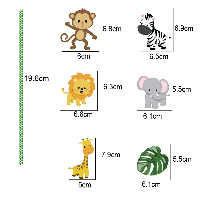36 шт. украшения для дня рождения Детские Джунгли животных окружающей среды