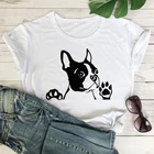 Футболка с рисунком Бостон-терьера, милая Женская хипстерская футболка с коротким рукавом, хлопковая Футболка с принтом гранж, топ, забавная футболка в подарок собаке и маме, Прямая поставка