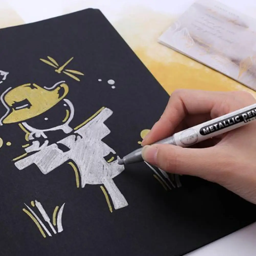 

1Pc DIY Metal Waterproof Pen Permanent Paint Marker Supplies 1.5mm Student Pen Gold Painting Craftwork Sharpie Art Y4B9