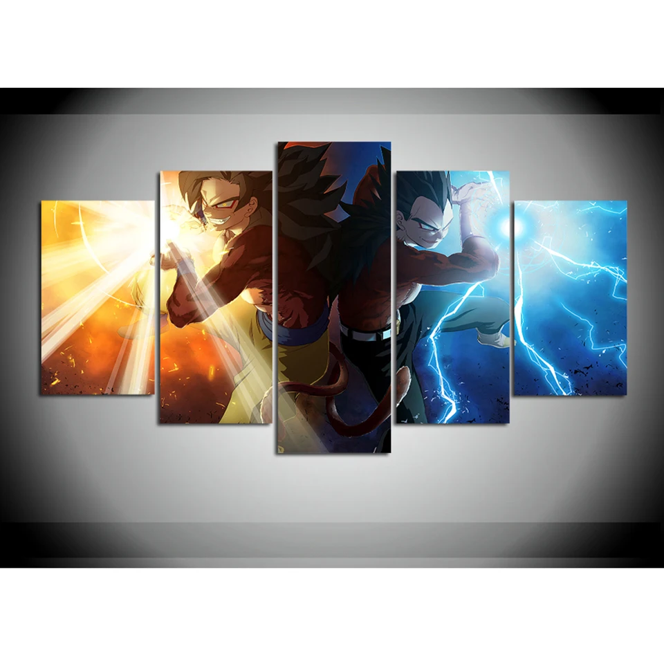 

Modular Prints Pictures Home Decor 5 Pieces Paintings Anime Turtler Qigong Wave Bedside Background Canvas Poster Wall Art
