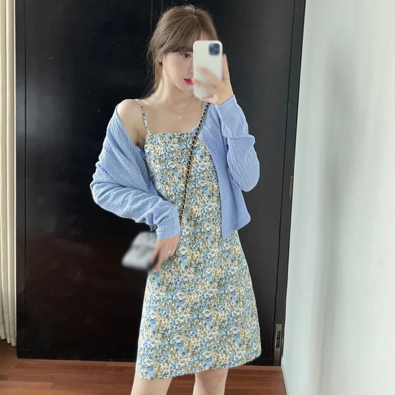 

Sexy Sleeveless Summer Sling Dress Korean Fashion Women Floral Print Slim Beach Dress